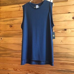 Men blue tank top free sides